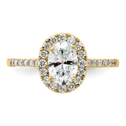 14k Yellow Gold 7/8 Ct. Lab Grown Diamond VS/SI+ G+ Oval Halo Engagement Ring