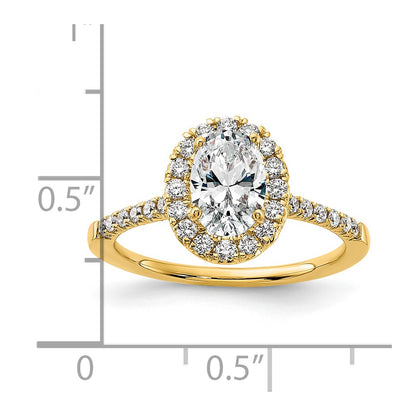14k Yellow Gold 7/8 Ct. Lab Grown Diamond VS/SI+ G+ Oval Halo Engagement Ring