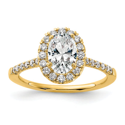 14k Yellow Gold 7/8 Ct. Lab Grown Diamond VS/SI+ G+ Oval Halo Engagement Ring