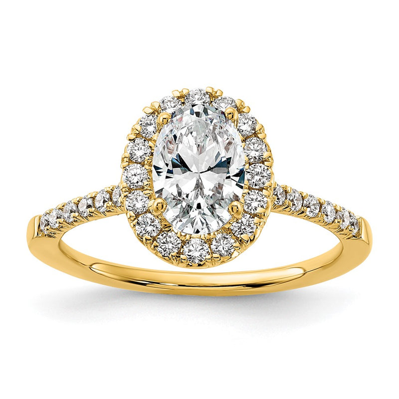 14k Yellow Gold 3/8 Ct. Lab Grown Diamond VS/SI+ G+ 1 Ct. Center Oval Halo Engagement Ring