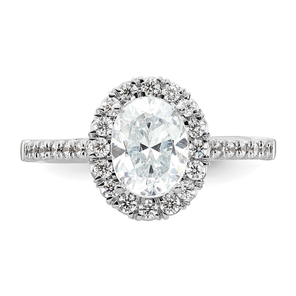 14kw Oval Halo Simulated Diamond Engagement Ring