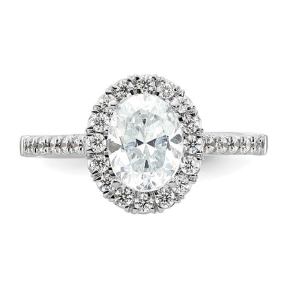 14kw Oval Halo Simulated Diamond Engagement Ring