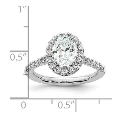 14kw Oval Halo Simulated Diamond Engagement Ring