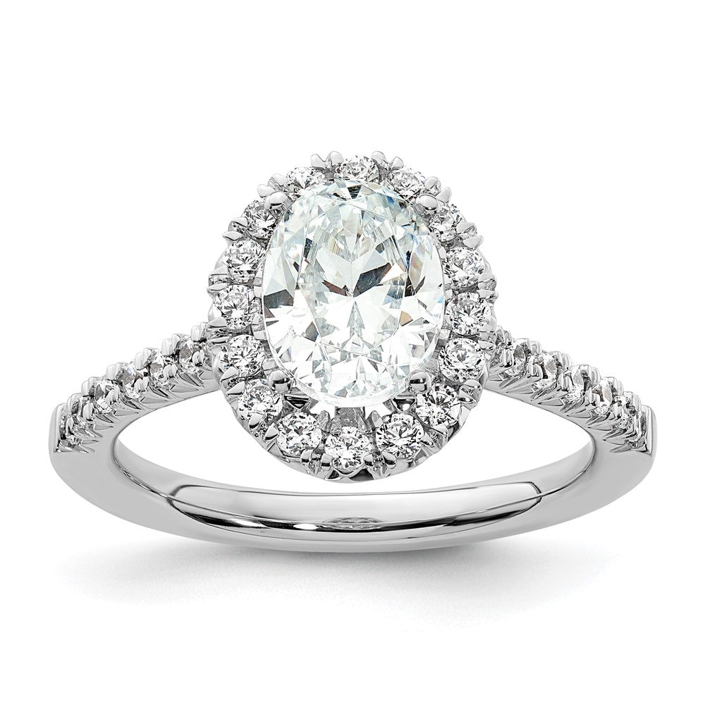 14kw Oval Halo Simulated Diamond Engagement Ring