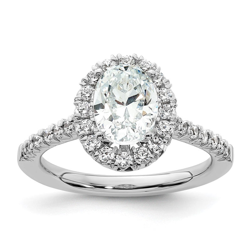 14kw Oval Halo Simulated Diamond Engagement Ring