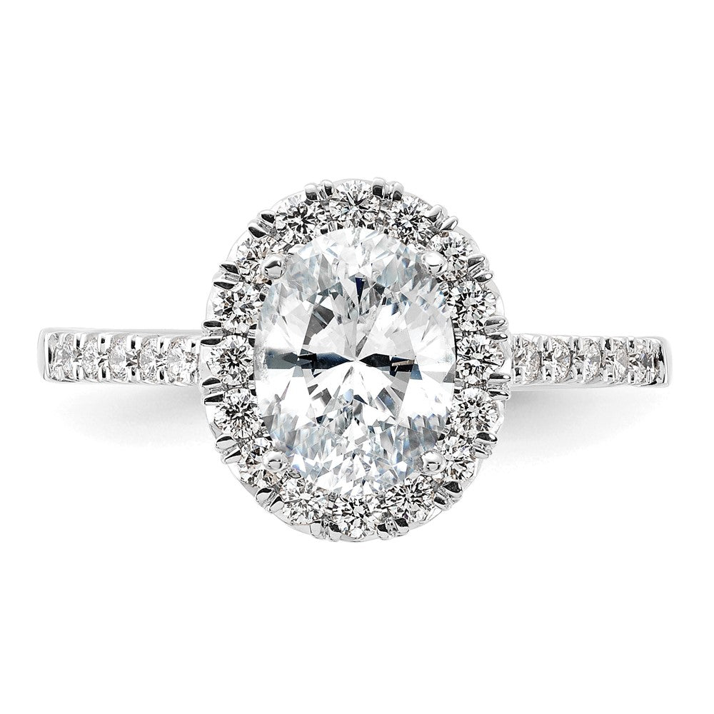 14kw Oval Halo Simulated Diamond Engagement Ring