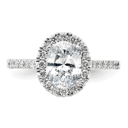 14kw Oval Halo Simulated Diamond Engagement Ring