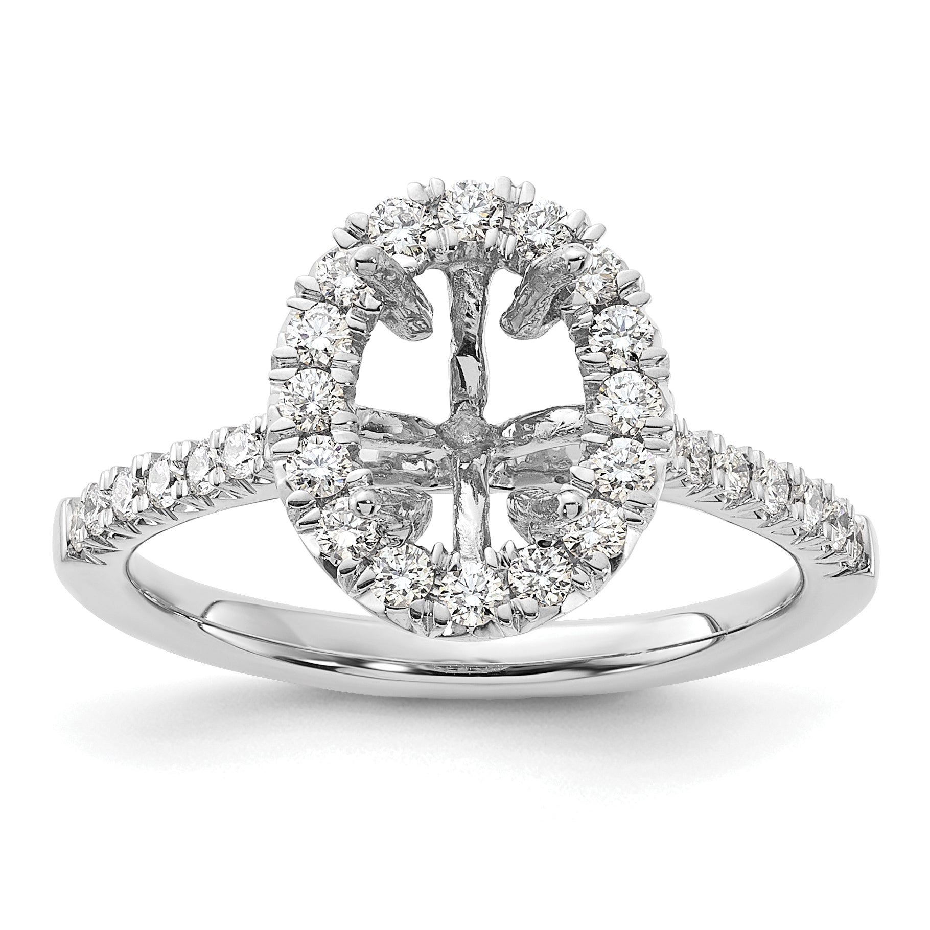14k White Gold 1/2 Ct. Lab Grown Diamond VS/SI+ G+ 1 1/2 Ct. Center Oval Halo Engagement Ring