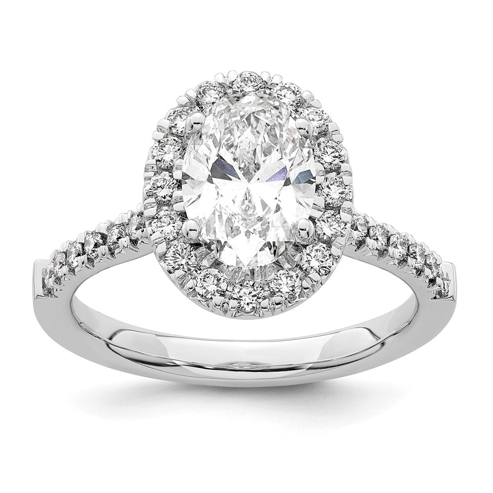 14kw Oval Halo Simulated Diamond Engagement Ring