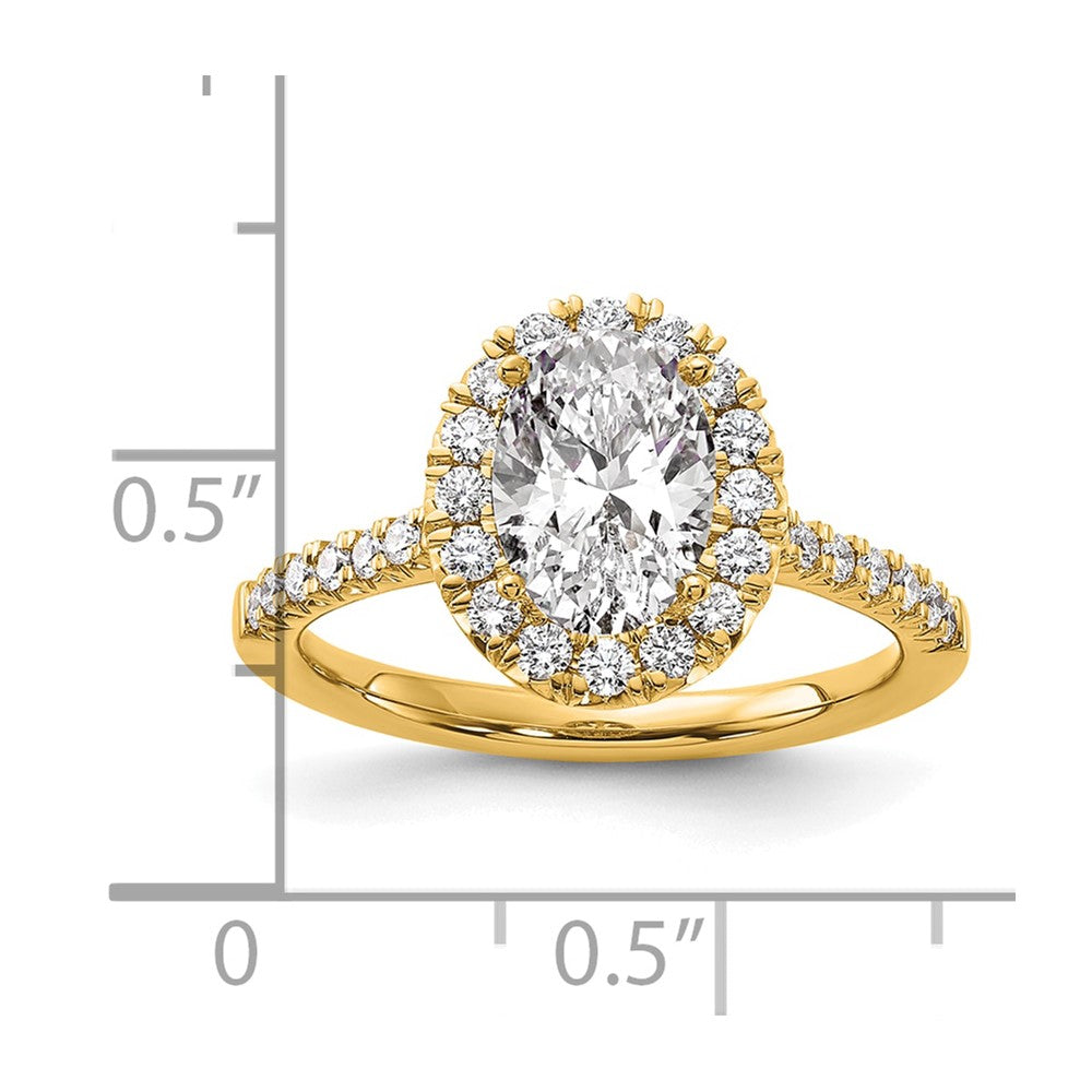 14k Yellow Gold 1/2 Ct. Lab Grown Diamond VS/SI+ G+ 1 1/2 Ct. Center Oval Halo Engagement Ring