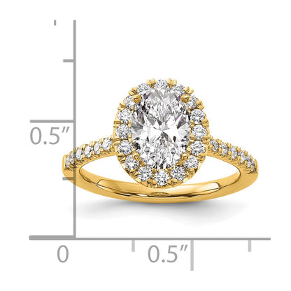 14k Yellow Gold 1/2 Ct. Lab Grown Diamond VS/SI+ G+ 1 1/2 Ct. Center Oval Halo Engagement Ring