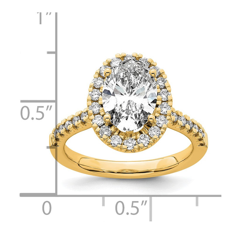 14k Yellow Gold 1/2 Ct. Lab Grown Diamond VS/SI+ G+ 2 Ct. Center Oval Halo Engagement Ring
