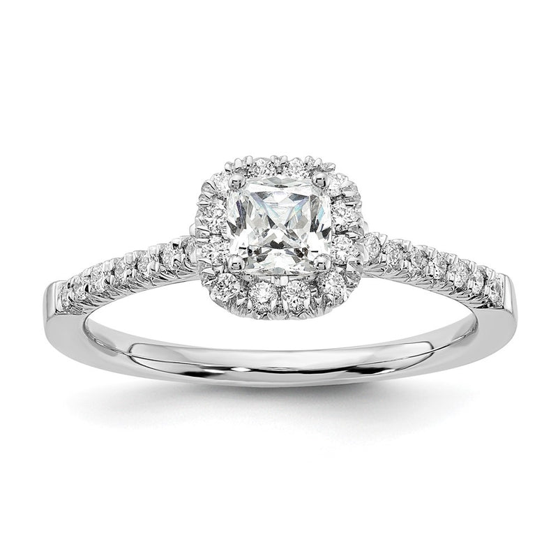 14kw Cushion Halo Simulated Diamond Engagement Ring