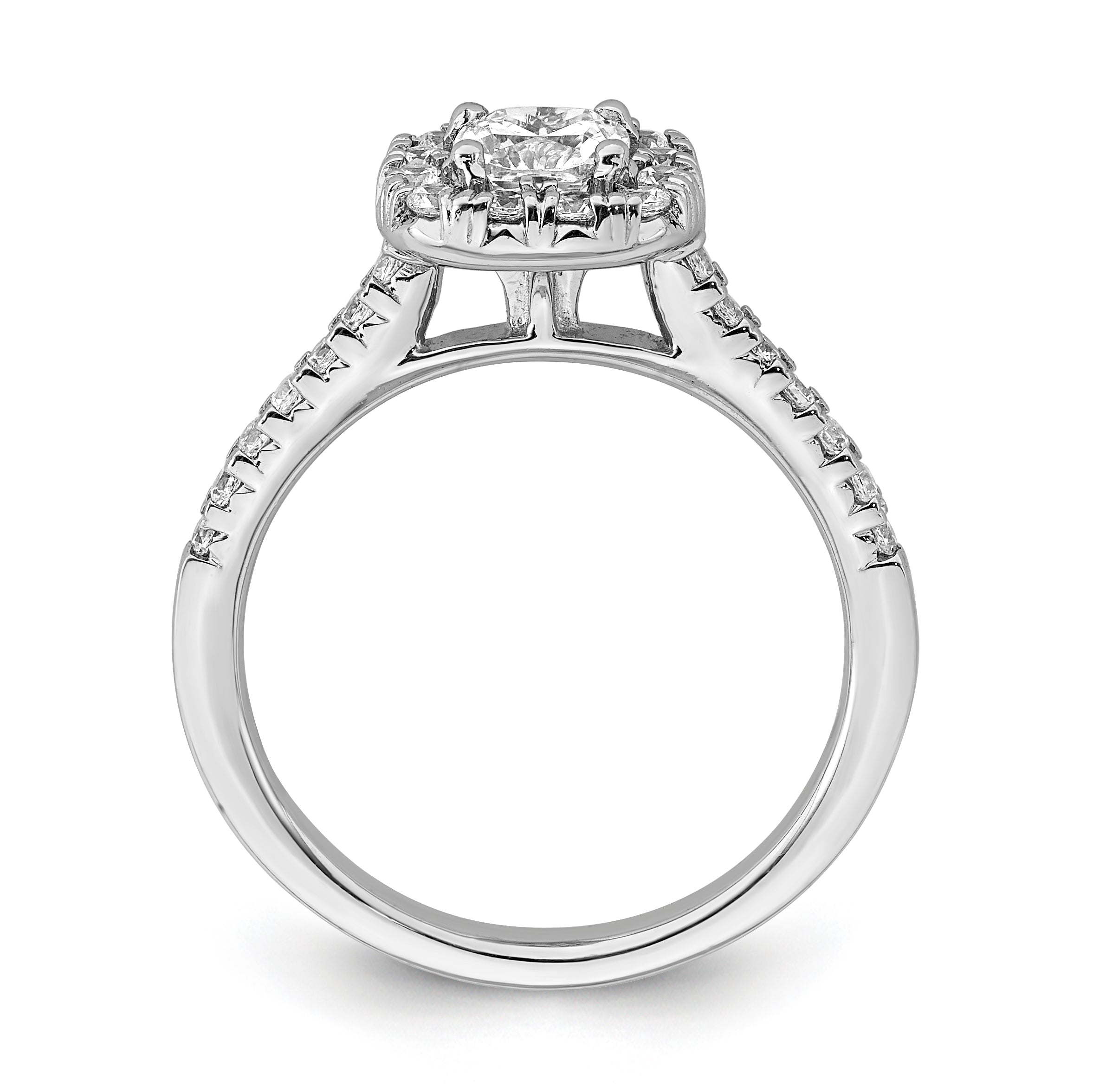 14K White Gold True Origin 3/8 Carat Lab Grown Diamond Vs D E F Semi Mount Cushion Halo Engagement Ring