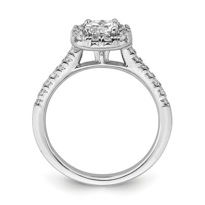 14K White Gold True Origin 3/8 Carat Lab Grown Diamond Vs D E F Semi Mount Cushion Halo Engagement Ring