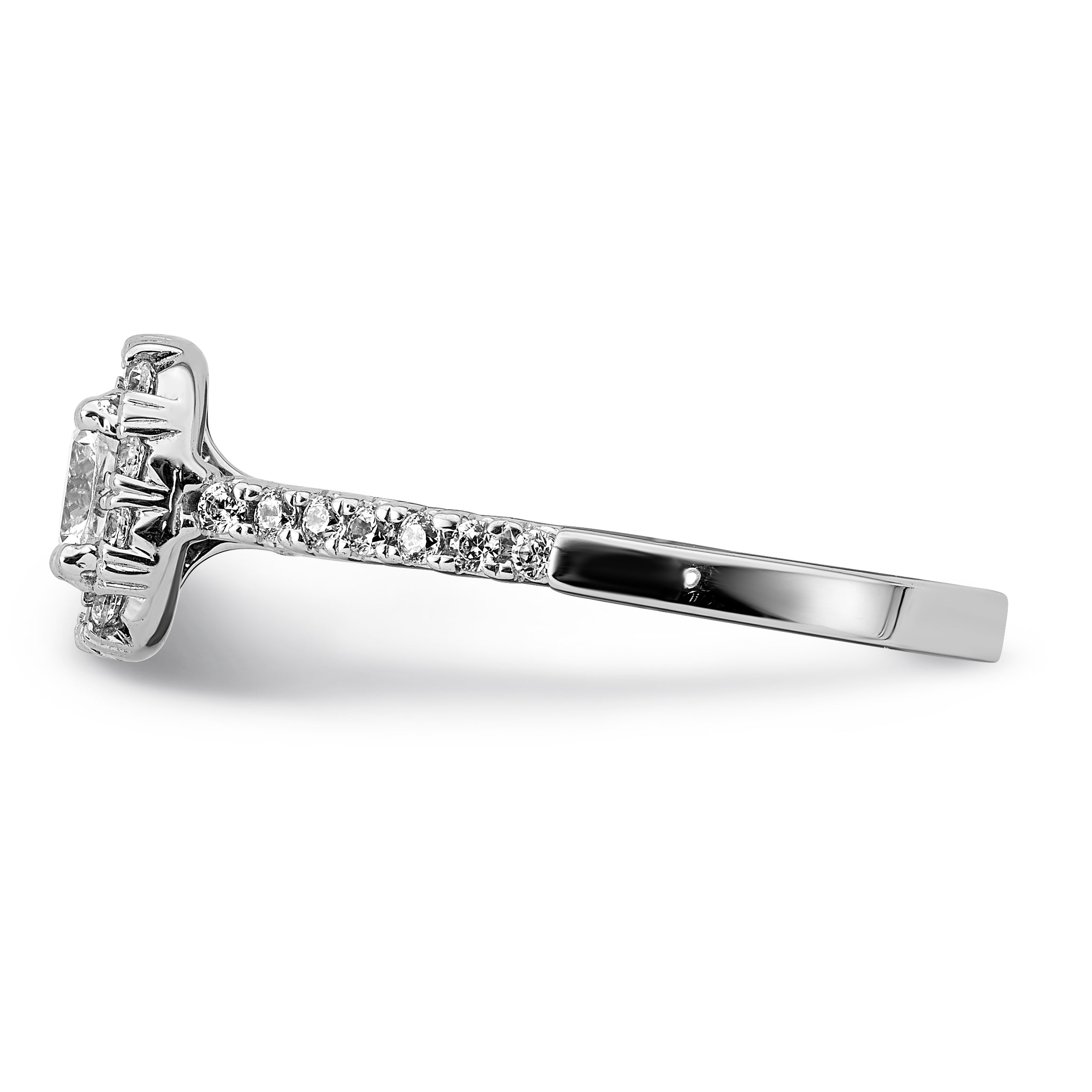 14K White Gold True Origin 3/8 Carat Lab Grown Diamond Vs D E F Semi Mount Cushion Halo Engagement Ring