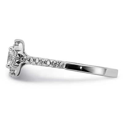 14K White Gold True Origin 3/8 Carat Lab Grown Diamond Vs D E F Semi Mount Cushion Halo Engagement Ring