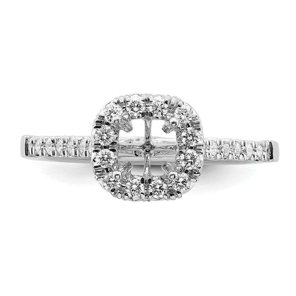 14kw Cushion Halo Simulated Diamond Engagement Ring