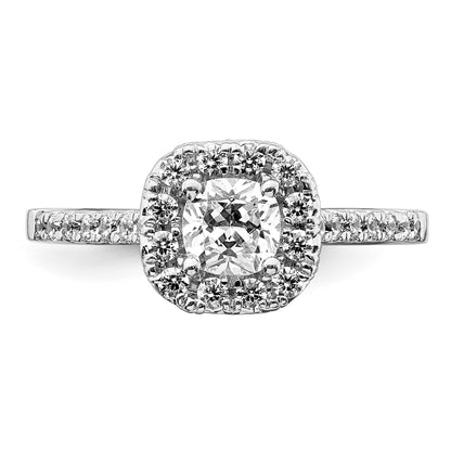 14K White Gold True Origin 3/8 Carat Lab Grown Diamond Vs D E F Semi Mount Cushion Halo Engagement Ring
