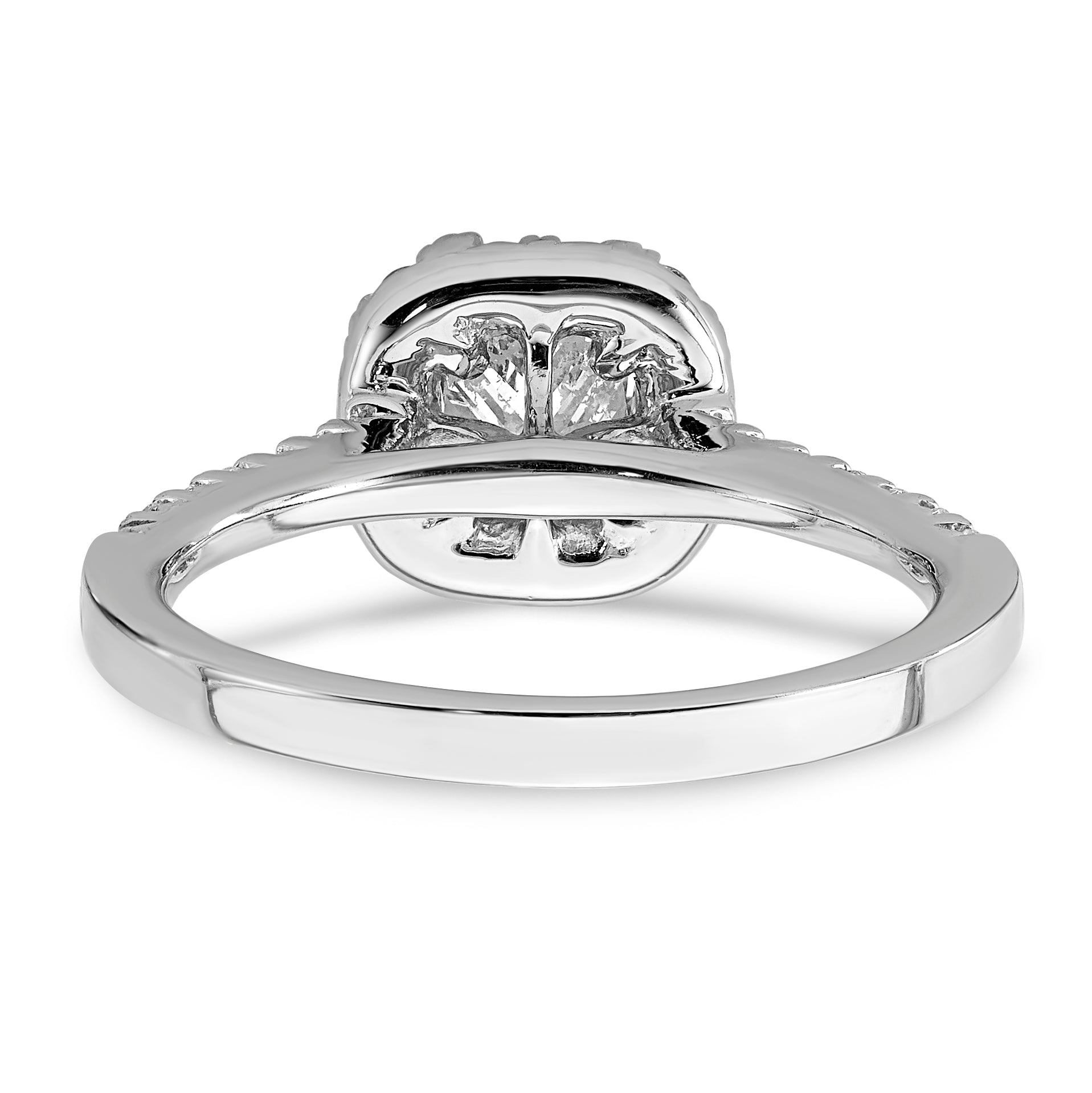 14K White Gold True Origin 3/8 Carat Lab Grown Diamond Vs D E F Semi Mount Cushion Halo Engagement Ring
