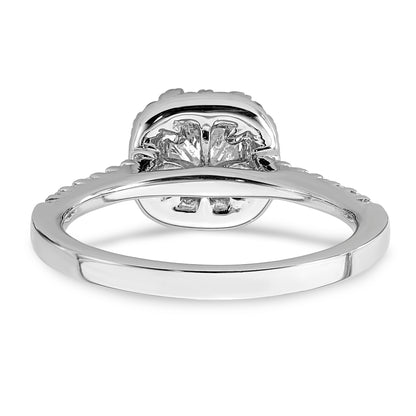 14K White Gold True Origin 3/8 Carat Lab Grown Diamond Vs D E F Semi Mount Cushion Halo Engagement Ring