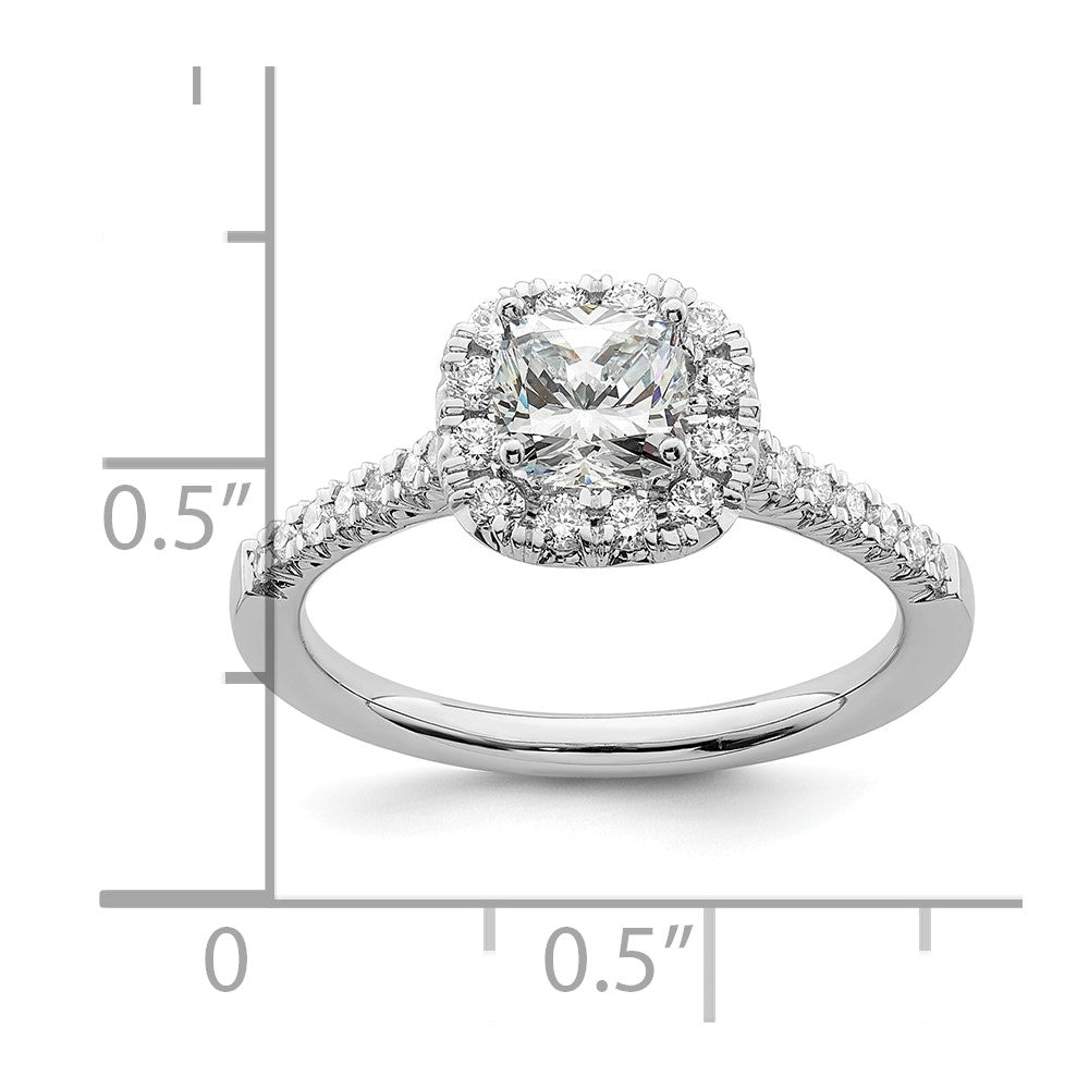 14kw Cushion Halo Simulated Diamond Engagement Ring