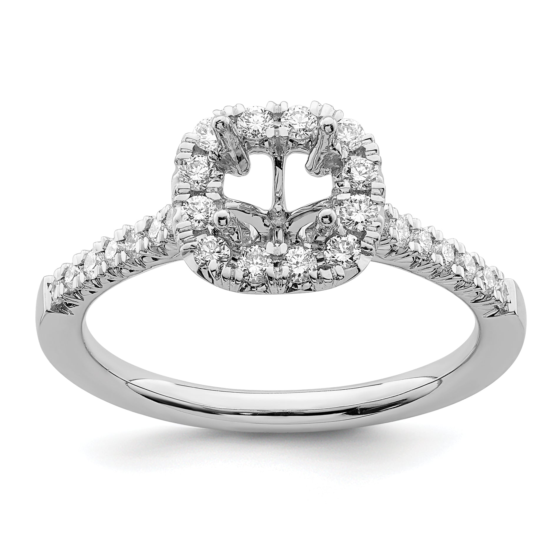 14kw Cushion Halo Simulated Diamond Engagement Ring