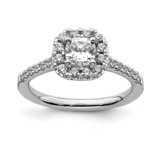 14kw Cushion Halo Simulated Diamond Engagement Ring
