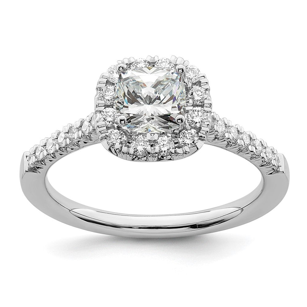 14kw Cushion Halo Simulated Diamond Engagement Ring