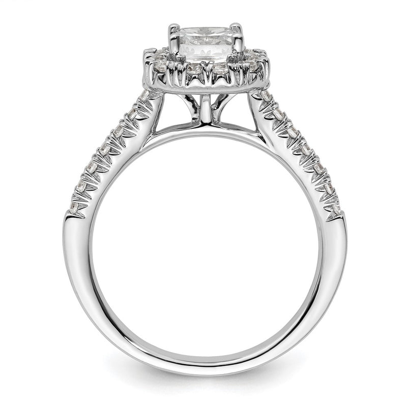 14kw Cushion Halo Simulated Diamond Engagement Ring