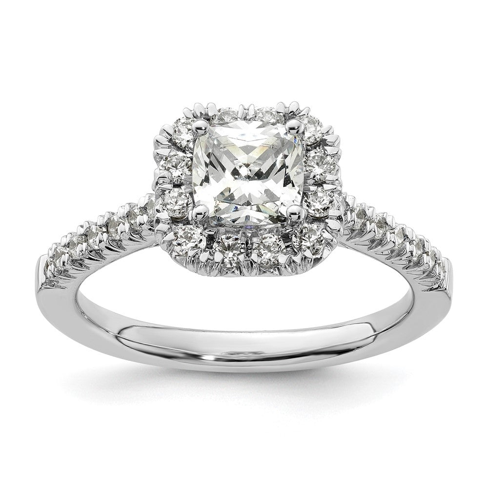 14kw Cushion Halo Simulated Diamond Engagement Ring