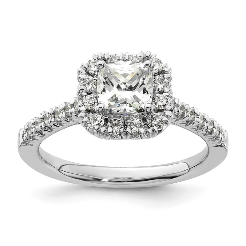 PLatinum Cushion Halo Diamond Semi-mount Engagement Ring
