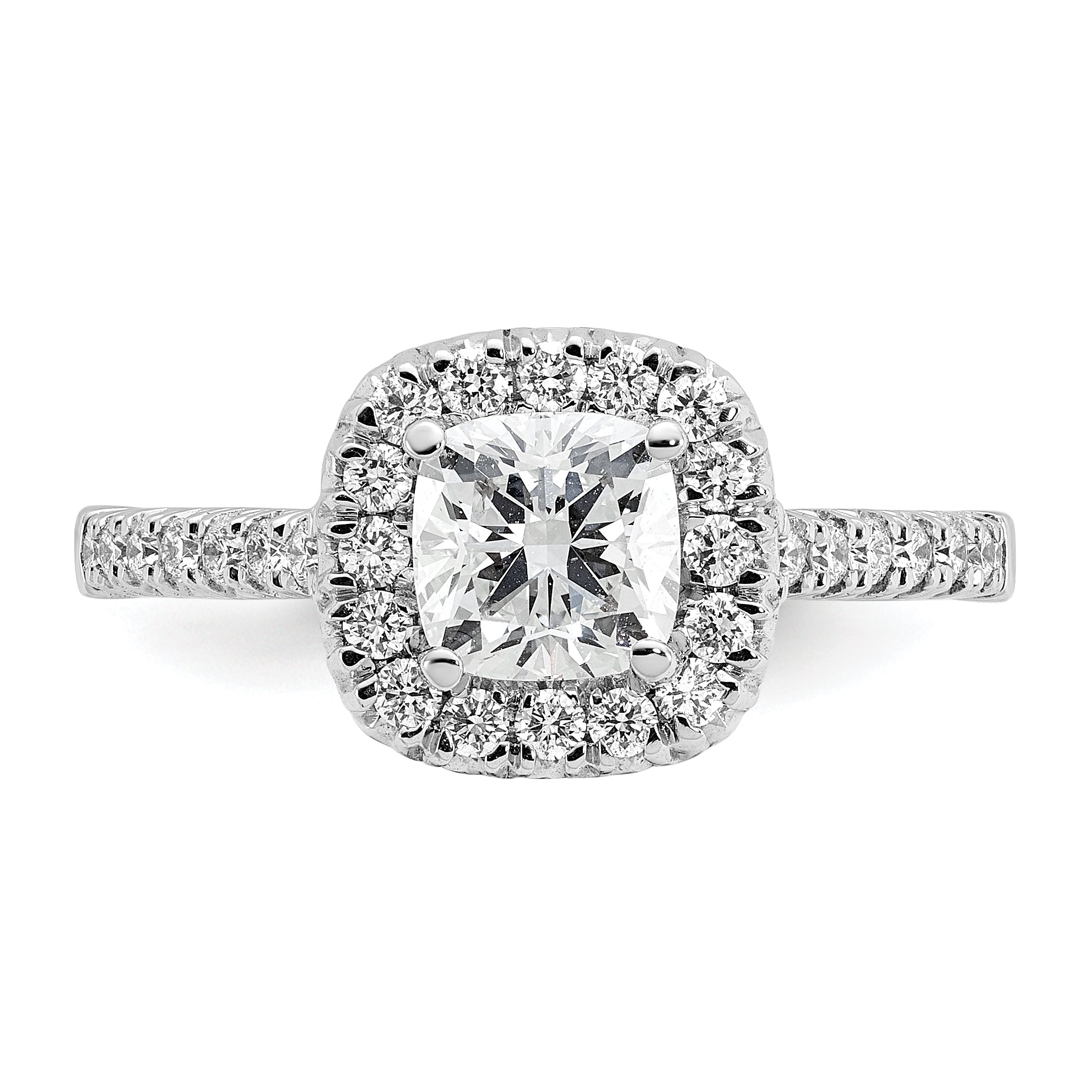 14kw Cushion Halo Simulated Diamond Engagement Ring