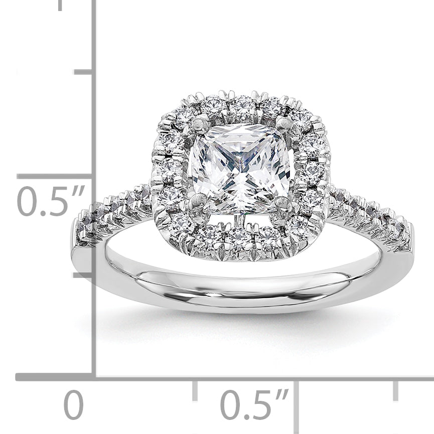 14kw Cushion Halo Simulated Diamond Engagement Ring