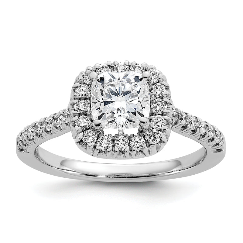 14kw Cushion Halo Simulated Diamond Engagement Ring
