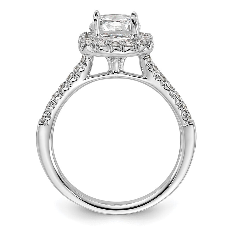 14kw Cushion Halo Simulated Diamond Engagement Ring