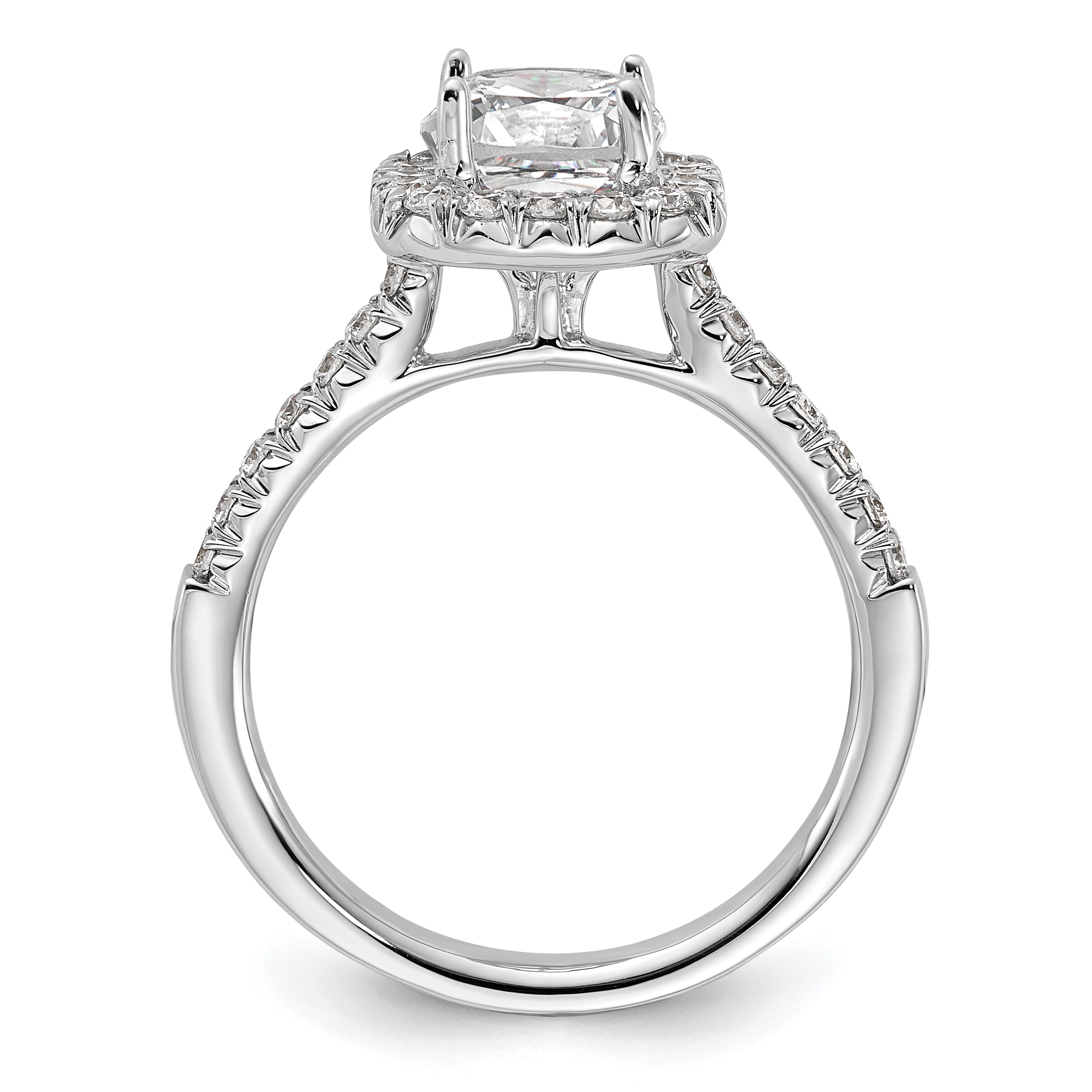 14kw Cushion Halo Simulated Diamond Engagement Ring