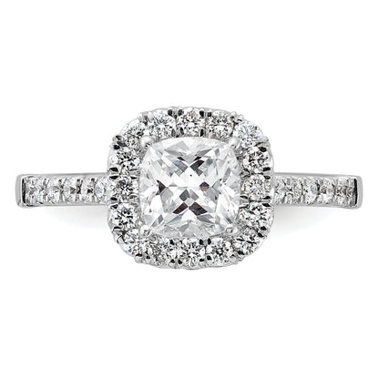 14kw Cushion Halo Simulated Diamond Engagement Ring