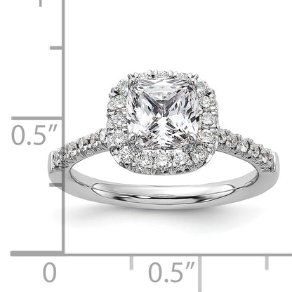 14K White Gold Lab Grown Diamond VS/SI+ G+ Cushion Halo Semi-mount Engagement R