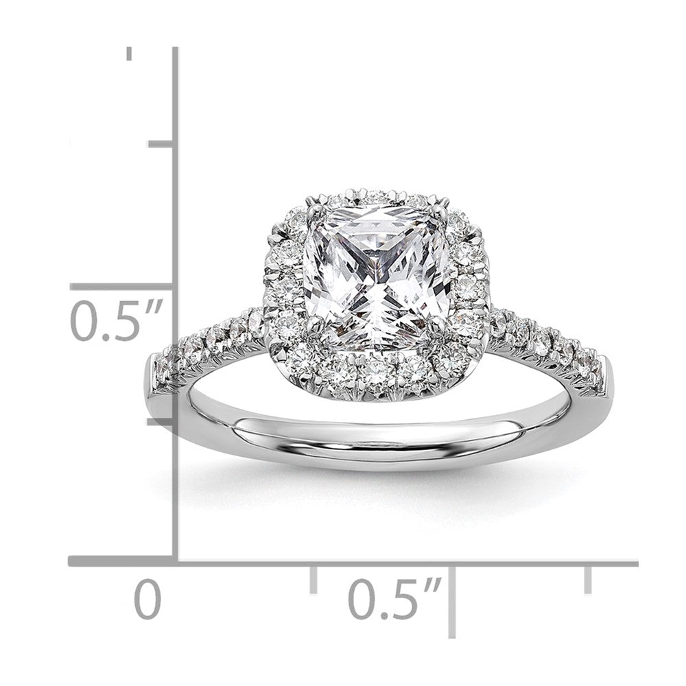 14K White Gold Lab Grown Diamond VS/SI+ G+ Cushion Halo Semi-mount Engagement R