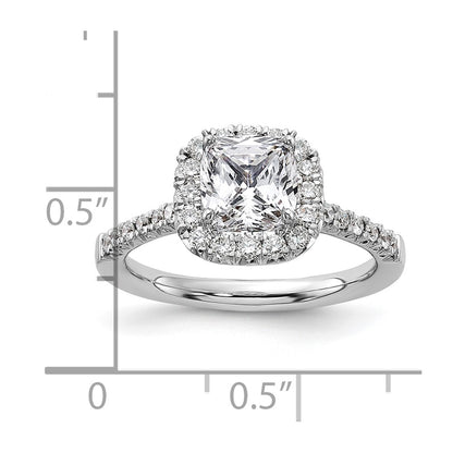 14K White Gold Lab Grown Diamond VS/SI+ G+ Cushion Halo Semi-mount Engagement R