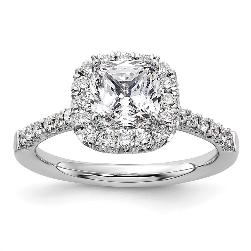 14kw Cushion Halo Simulated Diamond Engagement Ring