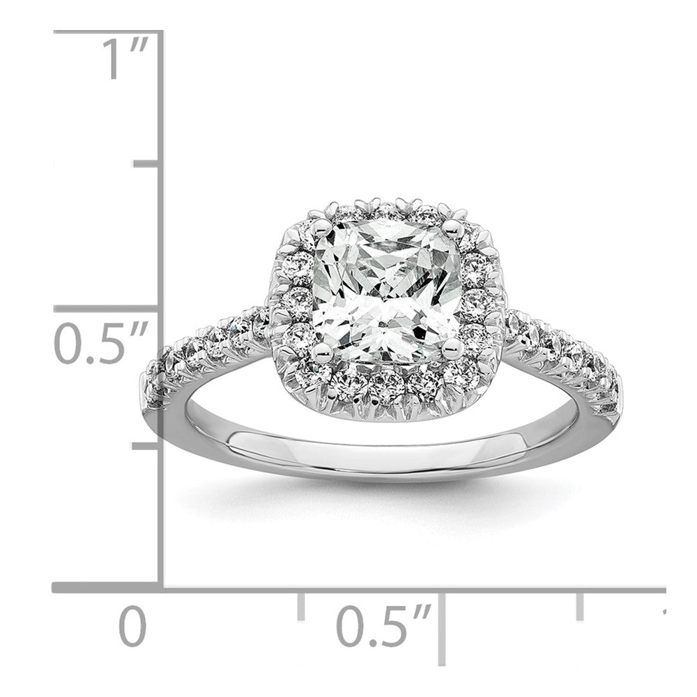 14K White Gold Lab Grown Diamond VS/SI+ G+ Cushion Halo Semi-mount Engagement R