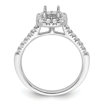 14K White Gold Halo (Holds 1/2 Carat (4.5mm) Asscher Cut Center) 1/3 Diamond Semi Mount Engagement Ring