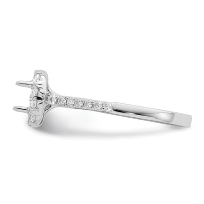 14K White Gold Halo (Holds 1/2 Carat (4.5mm) Asscher Cut Center) 1/3 Diamond Semi Mount Engagement Ring