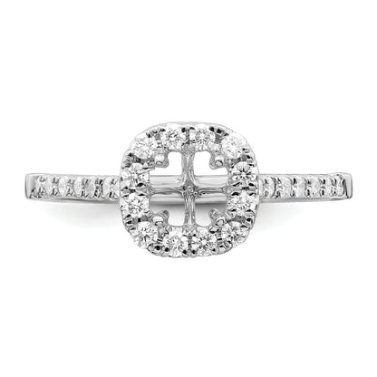 14K White Gold Halo (Holds 1/2 Carat (4.5mm) Asscher Cut Center) 1/3 Diamond Semi Mount Engagement Ring