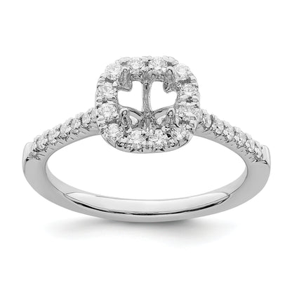14K White Gold Halo (Holds 1/2 Carat (4.5mm) Asscher Cut Center) 1/3 Diamond Semi Mount Engagement Ring