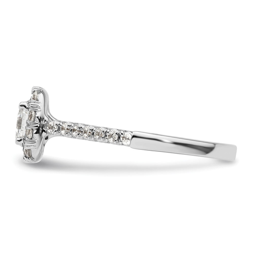 14K White Gold Halo (Holds 3/4 carat (5mm) Asscher-cut Center) 1/2 carat Diamond Semi-mount Engagement Ring