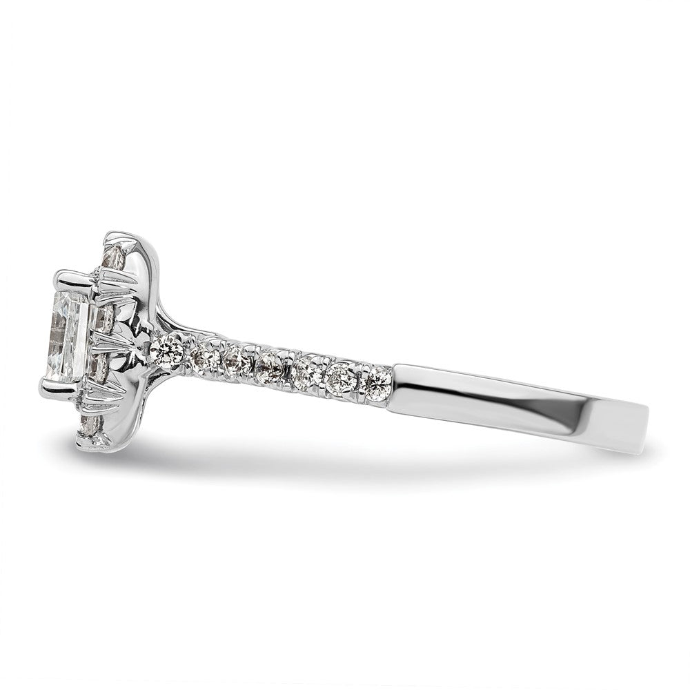 14K White Gold Halo (Holds 1 carat (5.5mm) Asscher-cut Center) 1/2 carat Diamond Semi-mount Engagement Ring
