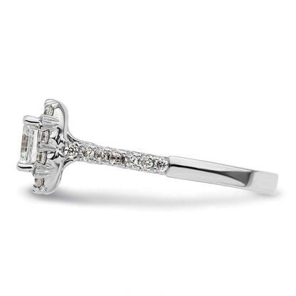 14K White Gold Halo (Holds 1 carat (5.5mm) Asscher-cut Center) 1/2 carat Diamond Semi-mount Engagement Ring